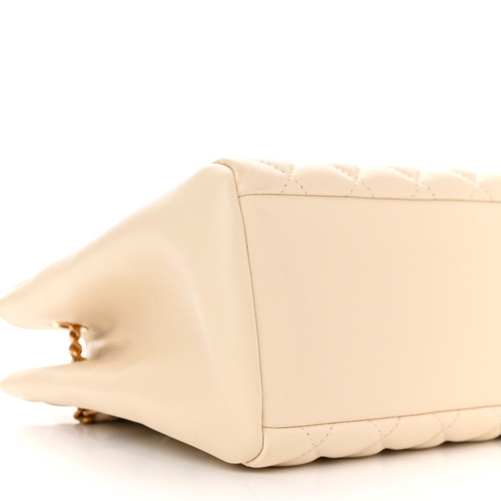 Versace Versace La Medusa Nappa Quilted Beige Leather Large Tote Bag - Side view