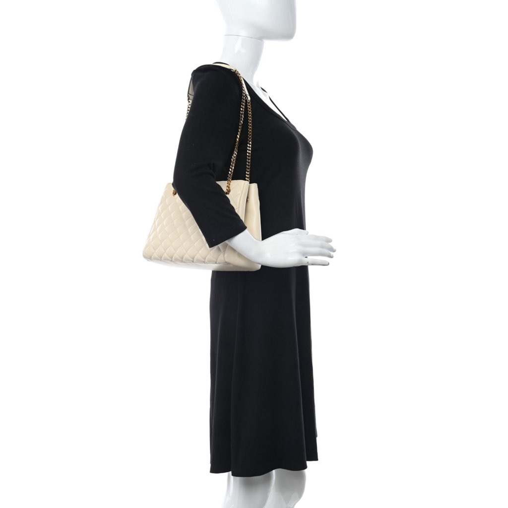 Versace Versace La Medusa Nappa Quilted Beige Leather Large Tote Bag - Image 11