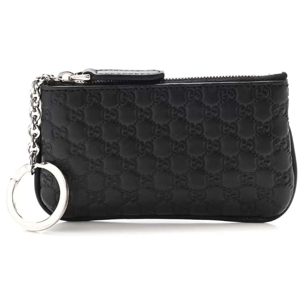 Gucci Micro GG Black Leather Key Case Black Leather Never worn, with tag - Front View