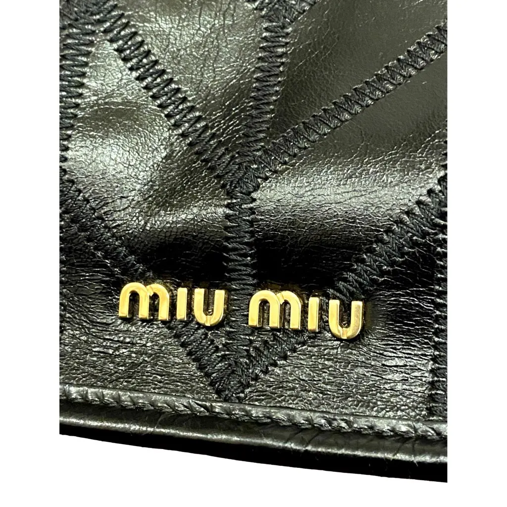 Miu Miu Vitello Shine Patch Black Leather Satchel Bag Black Leather Never worn, with tag - Box View