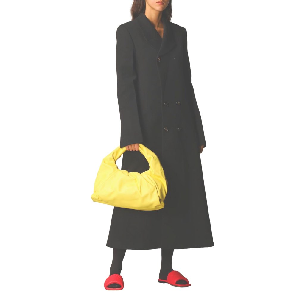 Bottega Veneta Bottega Veneta The Shoulder Pouch Sherbert Yellow Nappa Shoulder Bag - Back view