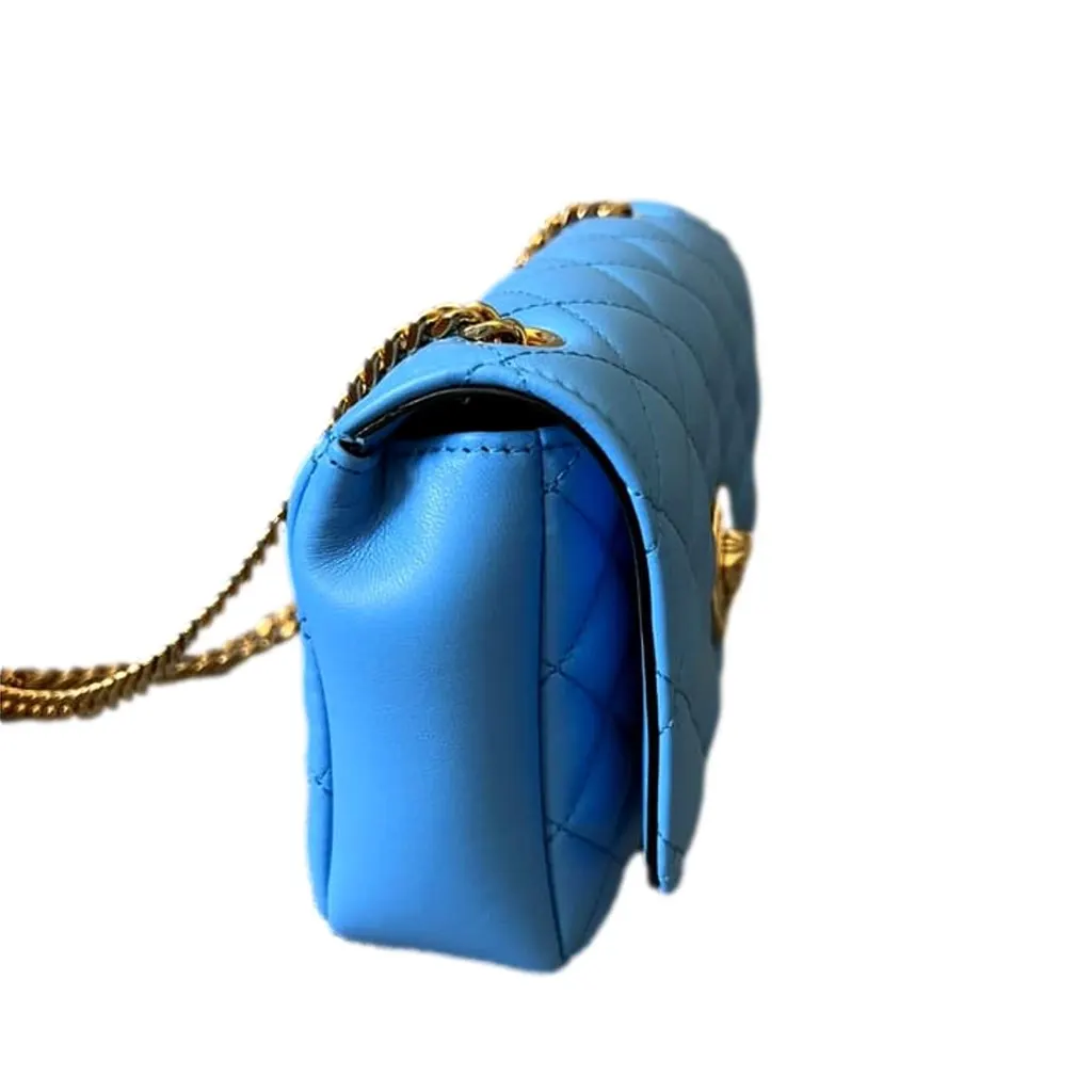 Versace Medusa Nappa Quilted Blue Leather Chain Crossbody Blue Leather Never worn, with tag - Back View