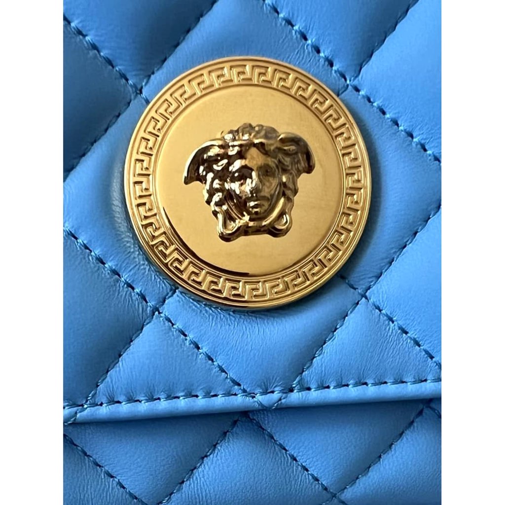 Versace Versace Medusa Nappa Quilted Blue Leather Chain Crossbody - Side view