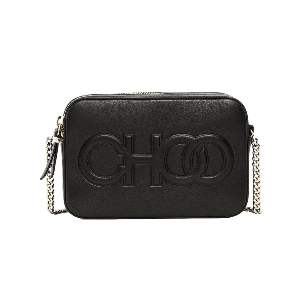 Jimmy Choo Jimmy Choo Balti Embossed Black Leather Camera Crossbody Bag