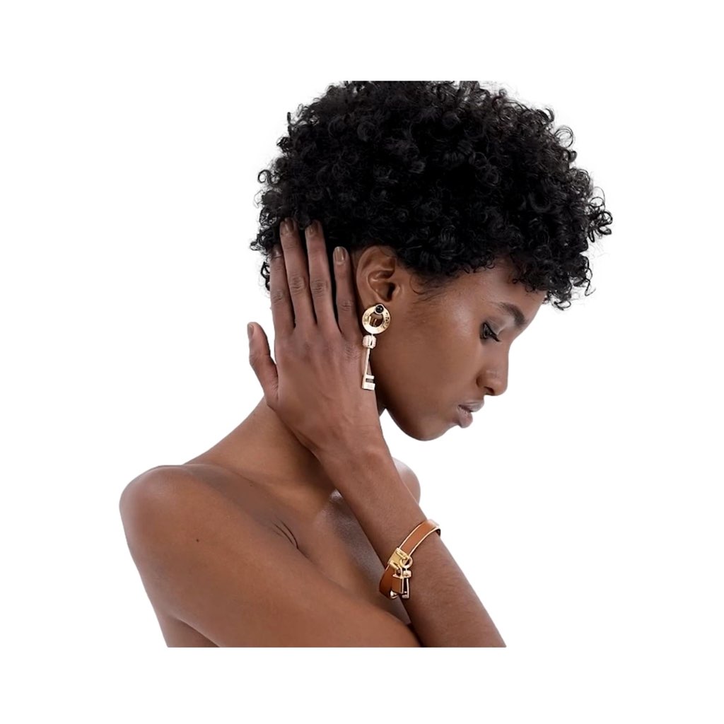 Fendi Fendi Master Key Brandy Leather Gold Medium Bracelet - Back view