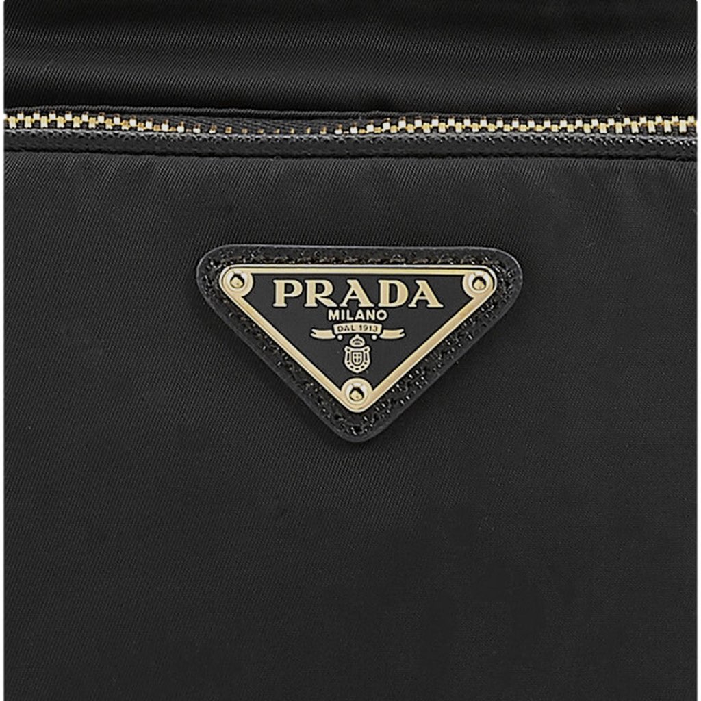 Prada Prada Black Tessuto Nylon Saffiano Leather Crossbody Satchel Bag - Detail 2
