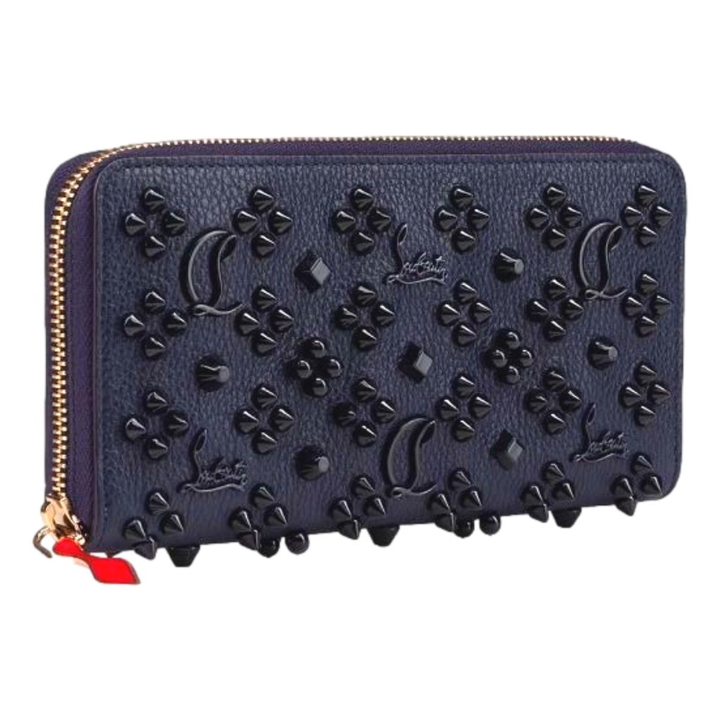 Christian Louboutin Christian Louboutin Panettone Studded Blue Leather Zip Around Wallet - 4