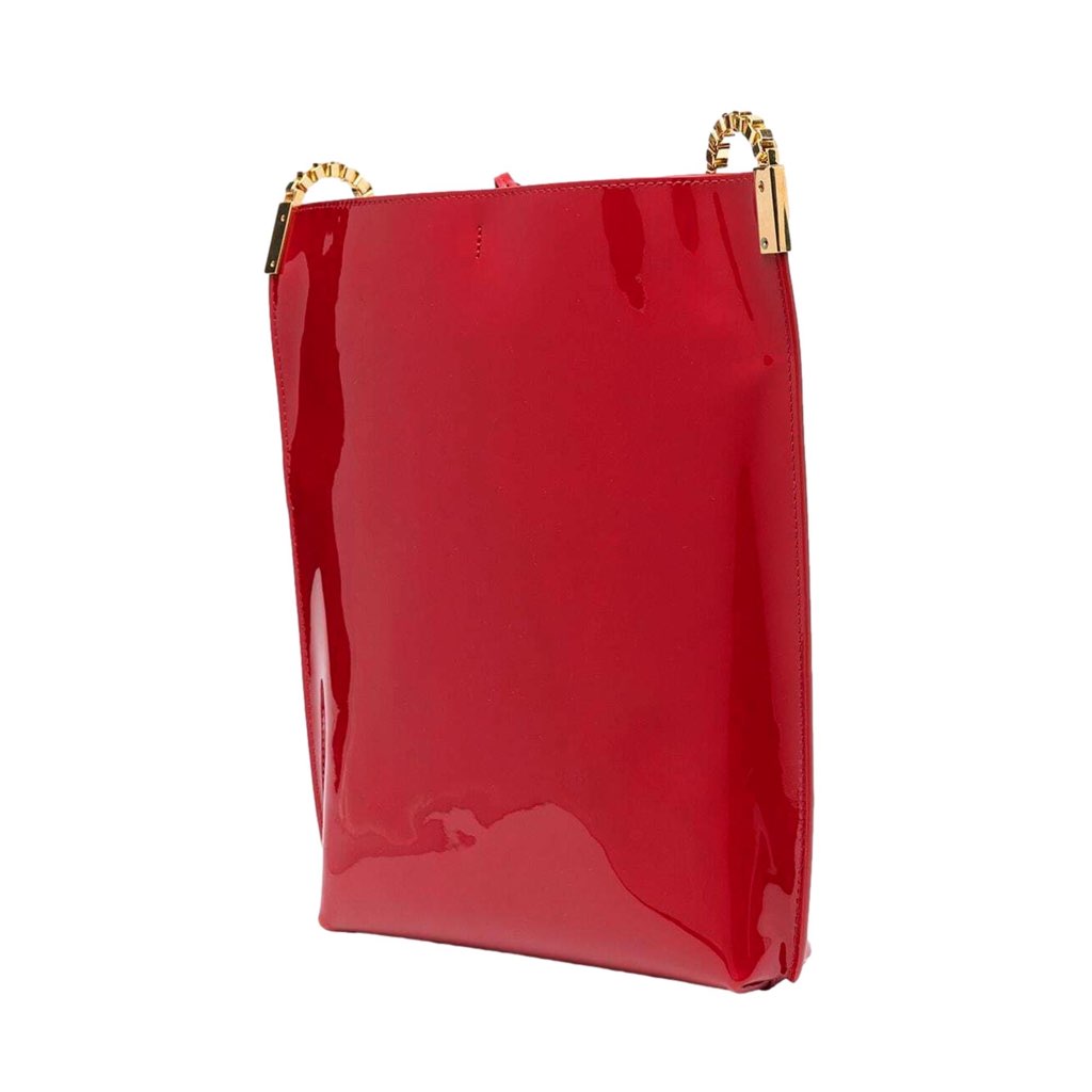Saint Laurent Saint Laurent Suzanne Red Patent Leather Small Chain Hobo Bag - Detail 1