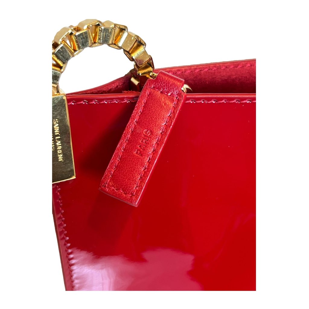 Saint Laurent Saint Laurent Suzanne Red Patent Leather Small Chain Hobo Bag - Detail 2