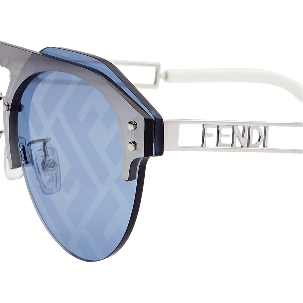 Fendi Fendi Technicolour Blue FF Print Lenses Palladium Pilot Frame Sunglasses - Image 6