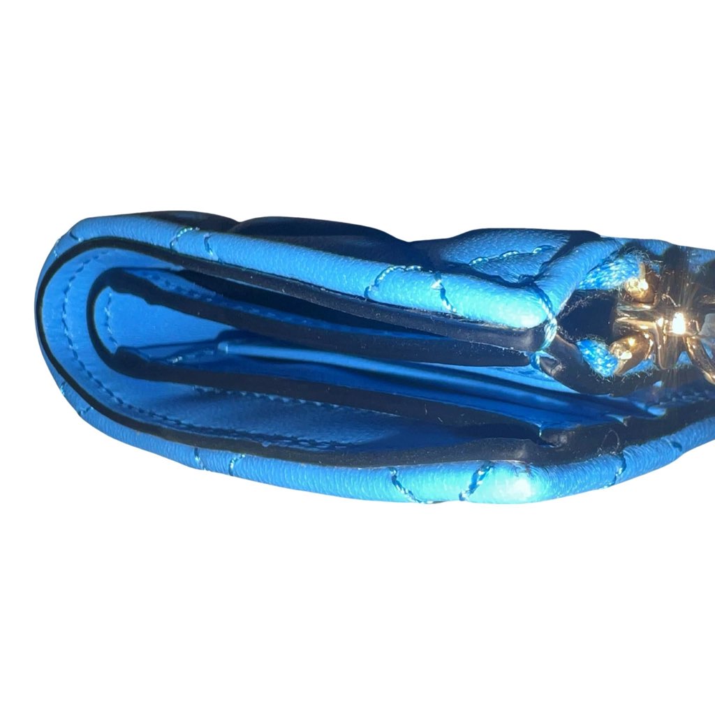 Versace Versace La Medusa Blue Quilted Lamb Leather Compact Snap Wallet - Back view