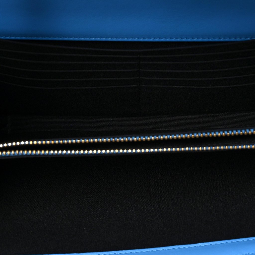 Versace Versace La Medusa Blue Quilted Lamb Leather Crossbody Clutch Bag - Side view