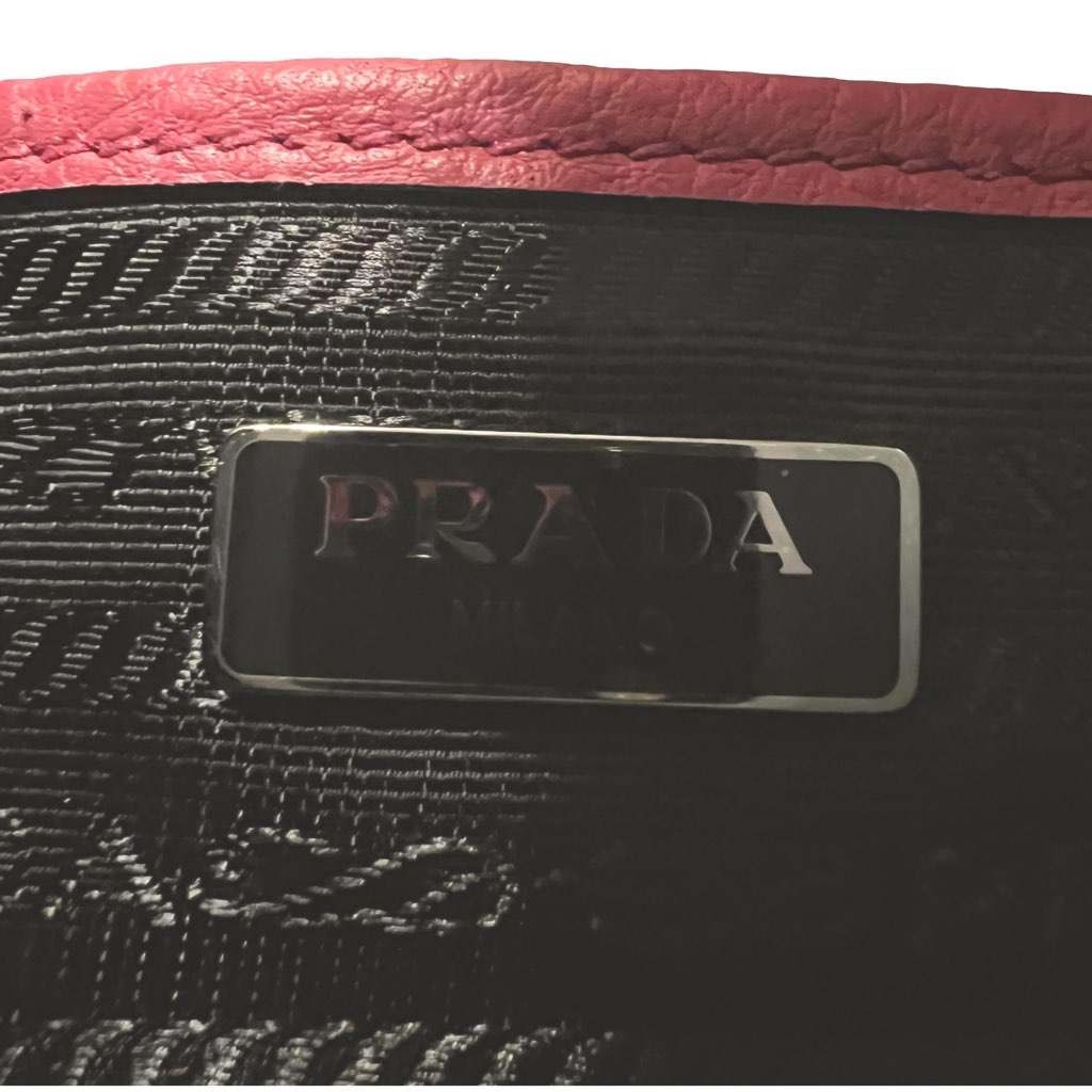 Prada Prada Vitello Phenix Pink Leather Silver Logo Small Camera Crossbody Bag - Side view