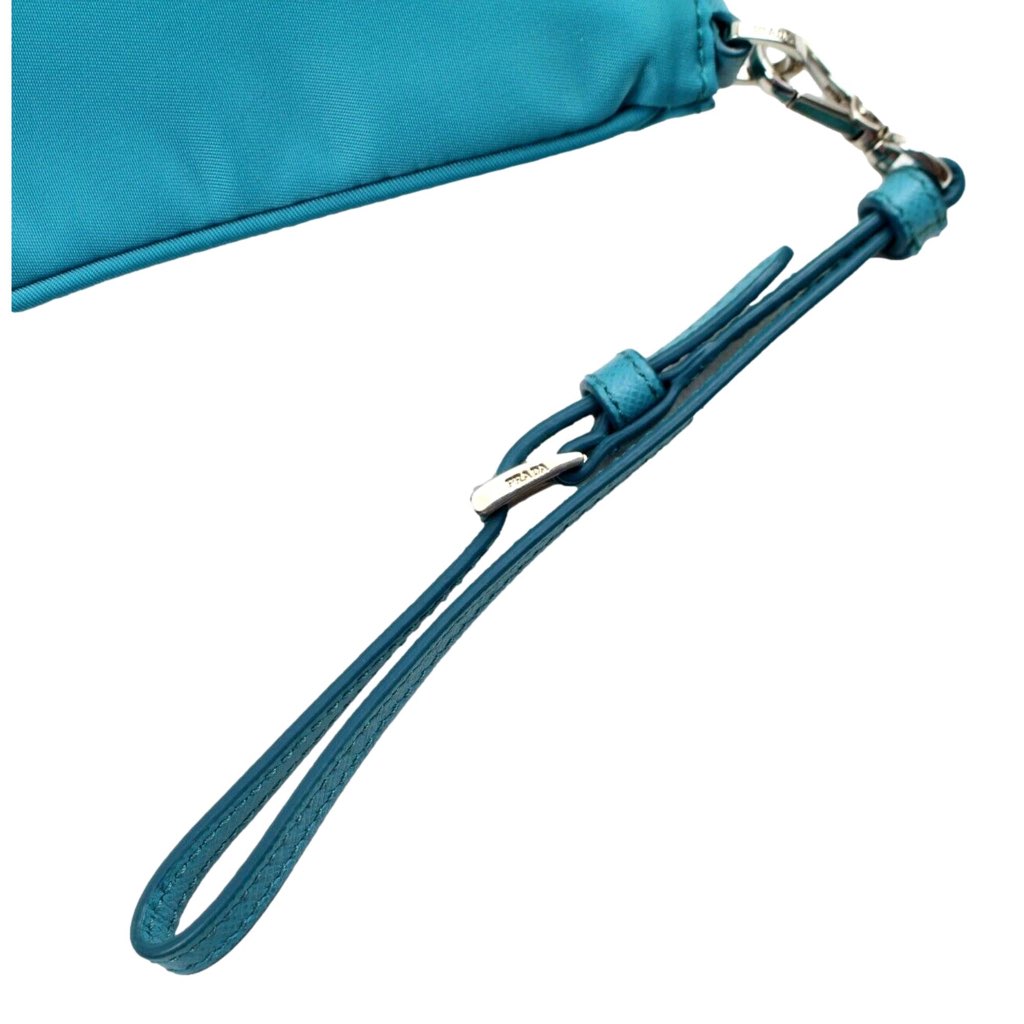 Prada Prada Tessuto Turquoise Nylon Cosmetic Case Wristlet Clutch Bag - Detail 1