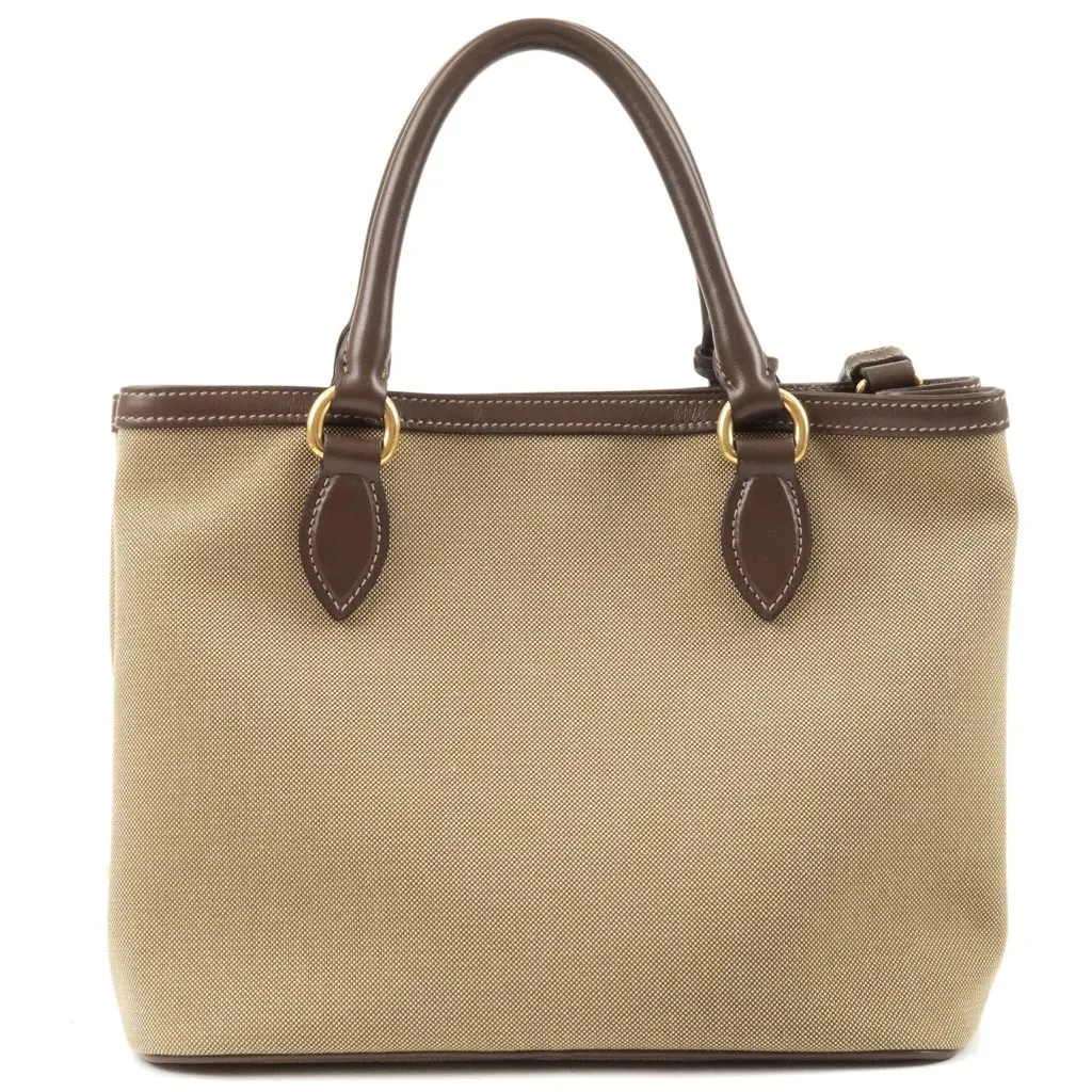Prada Logo Jacquard Beige Canvas Leather Trim Crossbody Satchel Bag Beige Canvas Never worn, with tag - Box View