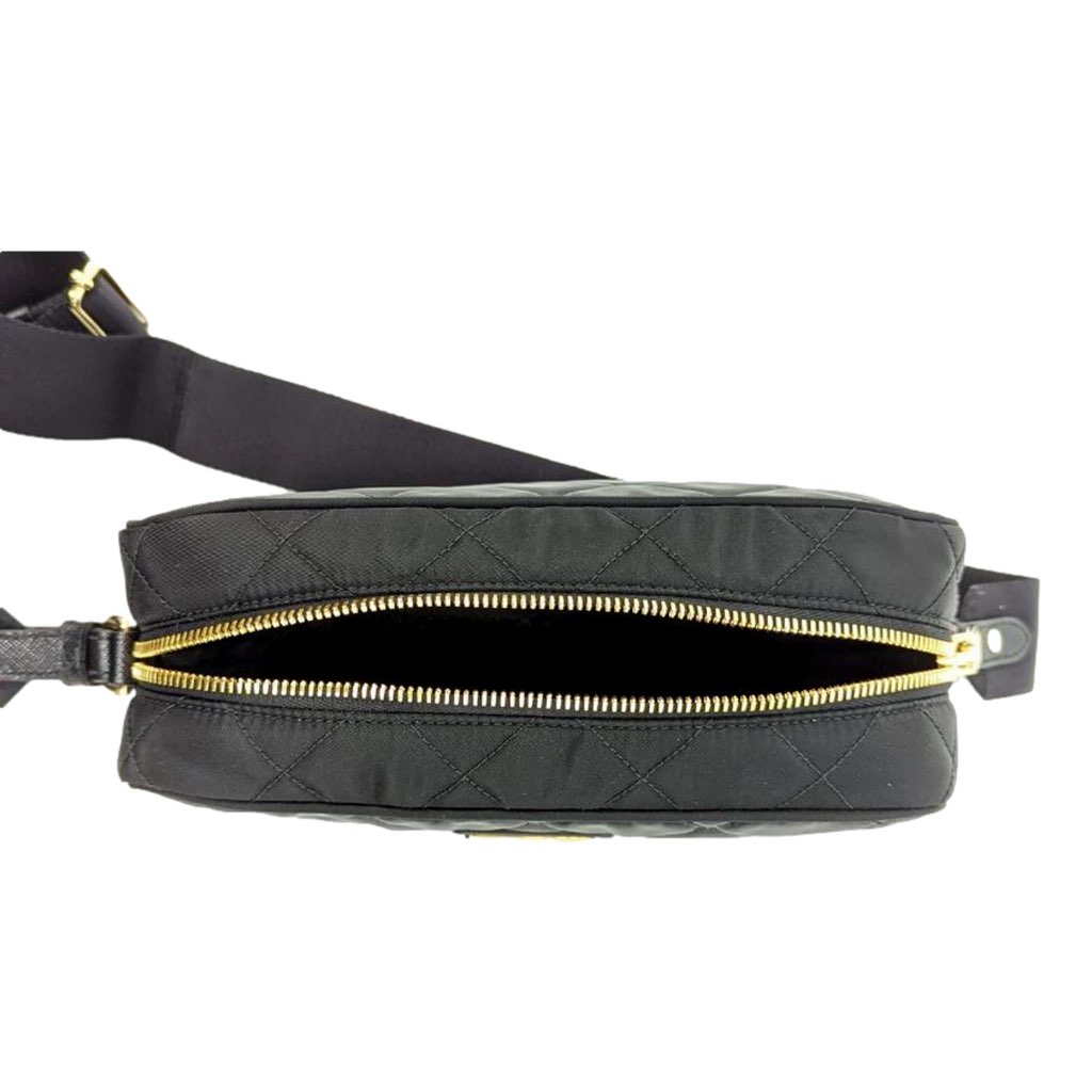 Prada Prada Tessuto Black Quilted Nylon Triangle Logo Camera Crossbody Bag - Detail 2