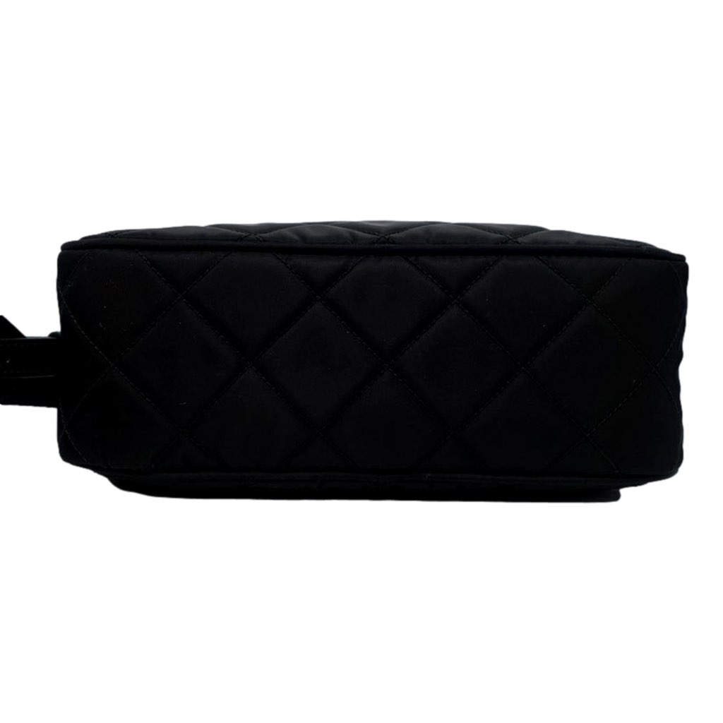 Prada Prada Tessuto Black Quilted Nylon Triangle Logo Camera Crossbody Bag - Image 10