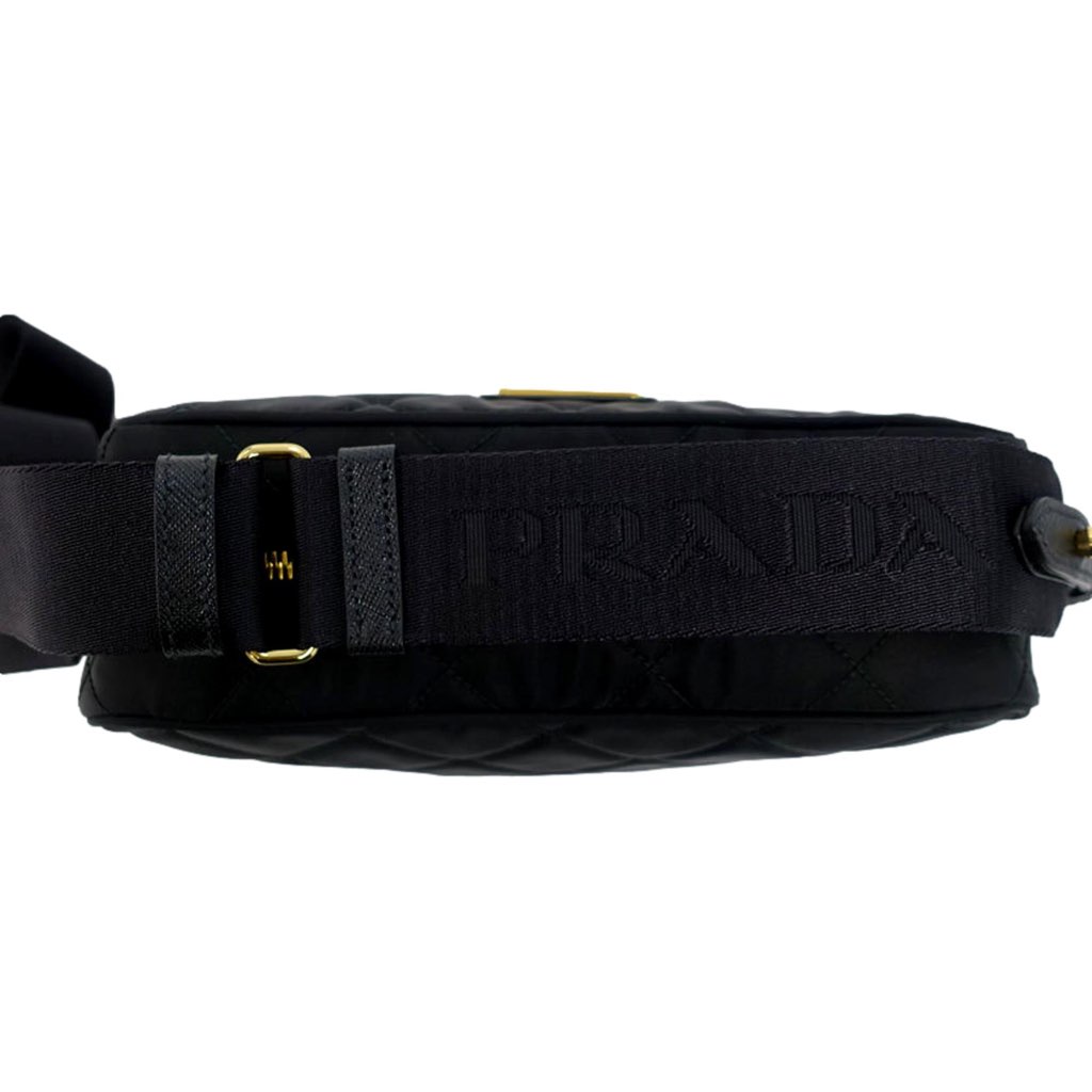 Prada Prada Tessuto Black Quilted Nylon Triangle Logo Camera Crossbody Bag - Image 11