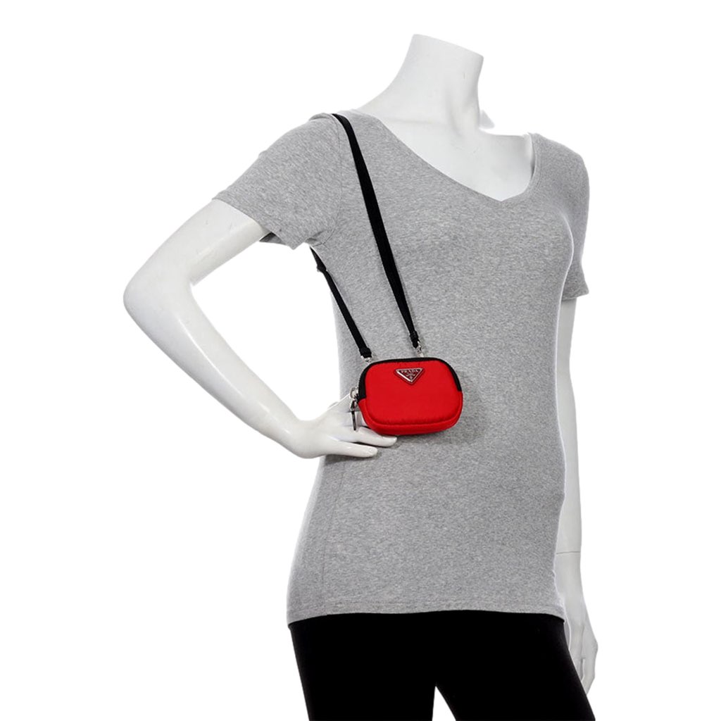 Prada Prada Tessuto Red Nylon Cargo Mini Pouch on Lanyard Neck Bag - Detail 2