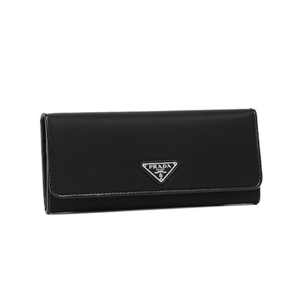 Prada Prada Tessuto Nero Black Continental Flap Black Wallet Silver Triangle Logo