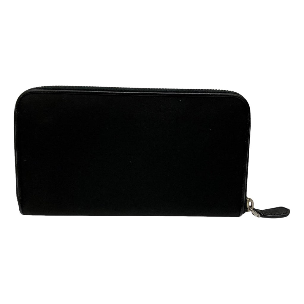 Prada Prada Tessuto Nylon Nero Black Zip Around Wallet Silver Triangle Logo - Back view