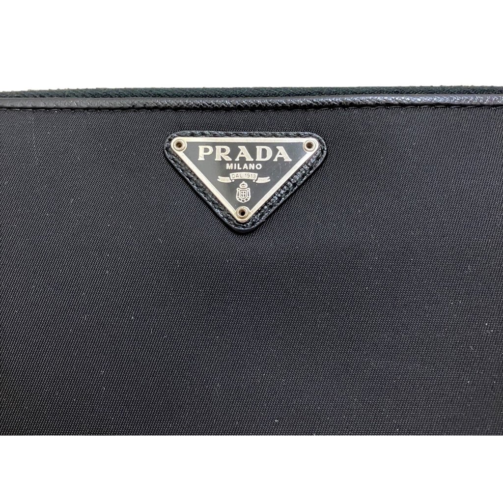 Prada Prada Tessuto Nylon Nero Black Zip Around Wallet Silver Triangle Logo - Image 6
