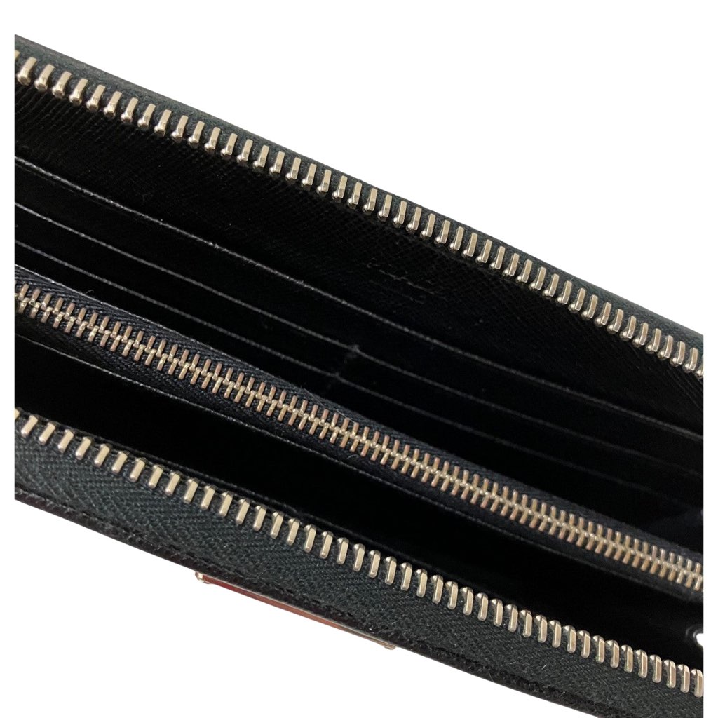 Prada Prada Tessuto Nylon Nero Black Zip Around Wallet Silver Triangle Logo - Side view