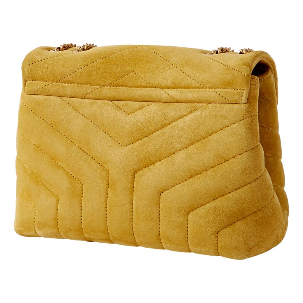 Saint Laurent Saint Laurent Loulou Monogram Chartreuse Suede Medium Shoulder Bag - Side view