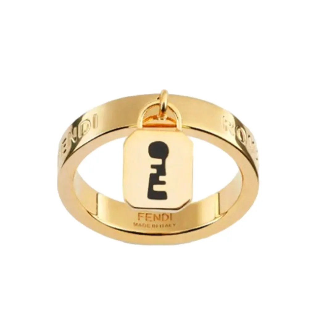 Fendi Master Key Pendant Gold Finish Metal Large Fashion Ring Gold Never worn, with tag - Front View