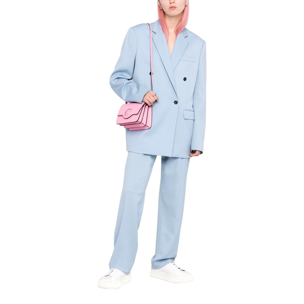 Versace Versace La Medusa Logo Plaque Pink Pebbled Leather Crossbody Bag - Back view