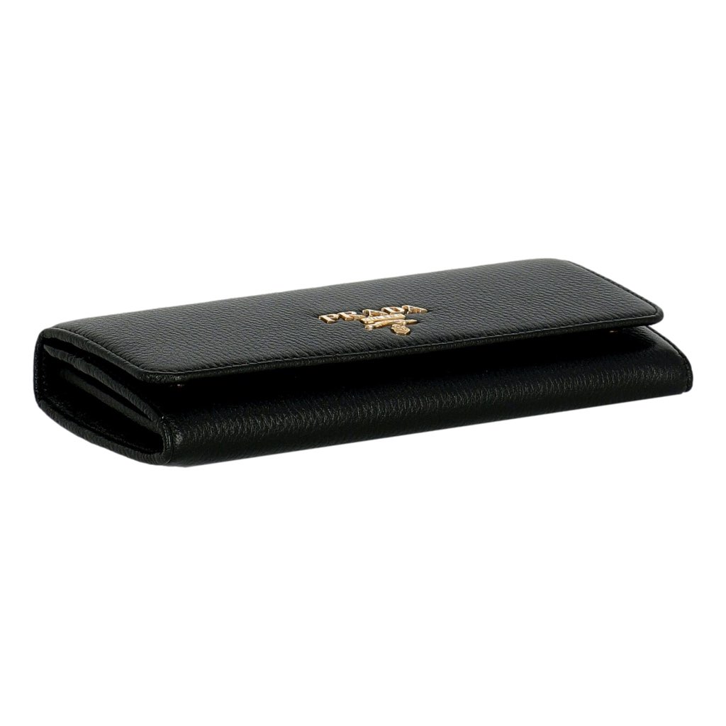 Prada Prada Vitello Grain Nero Black Leather Continental Long Wallet Zipper Pouch - Image 6