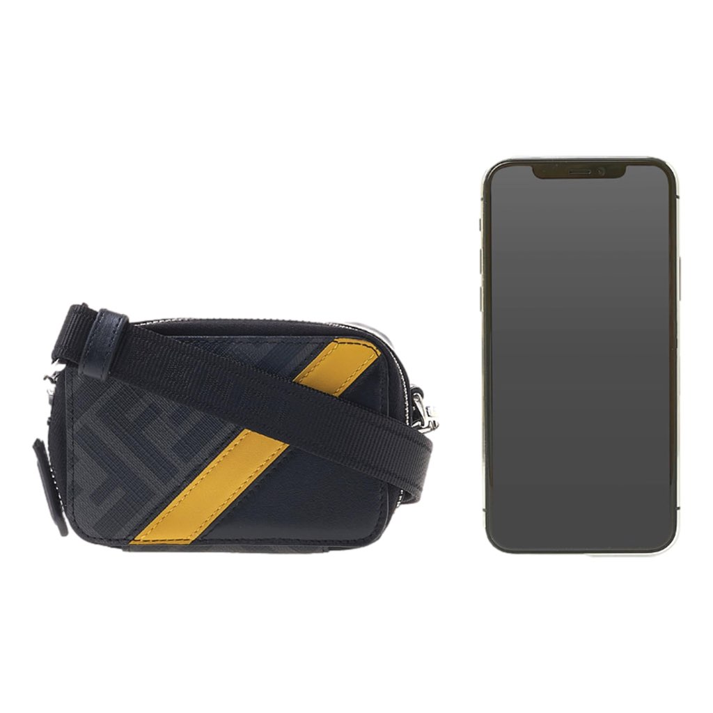 Fendi Fendi FF Diagonal Stripe Black Mini Camera Crossbody Bag - Back view