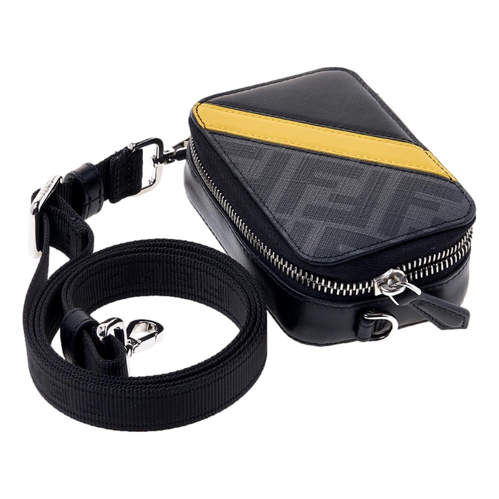 Fendi Fendi FF Diagonal Stripe Black Mini Camera Crossbody Bag - Side view