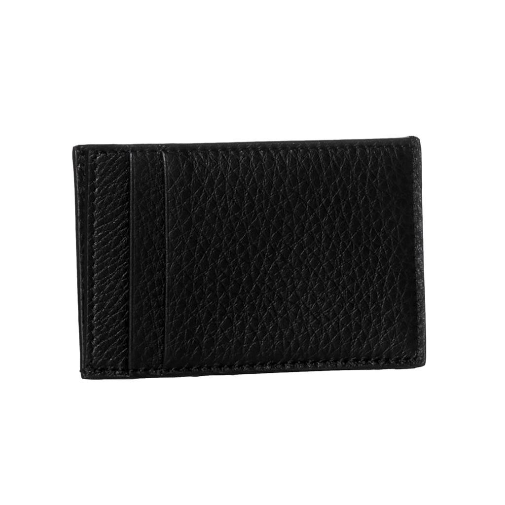 Fendi Fendi FF Logo Plaque Black Grain Leather Slim Cardholder Wallet - 4