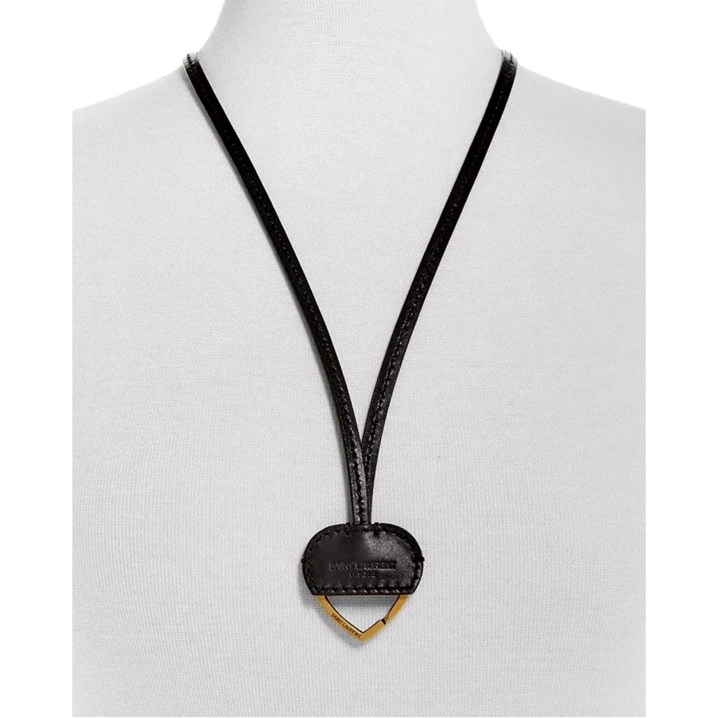 Saint Laurent Saint Laurent Black Patent Leather Heart Keyring Necklace - Side view