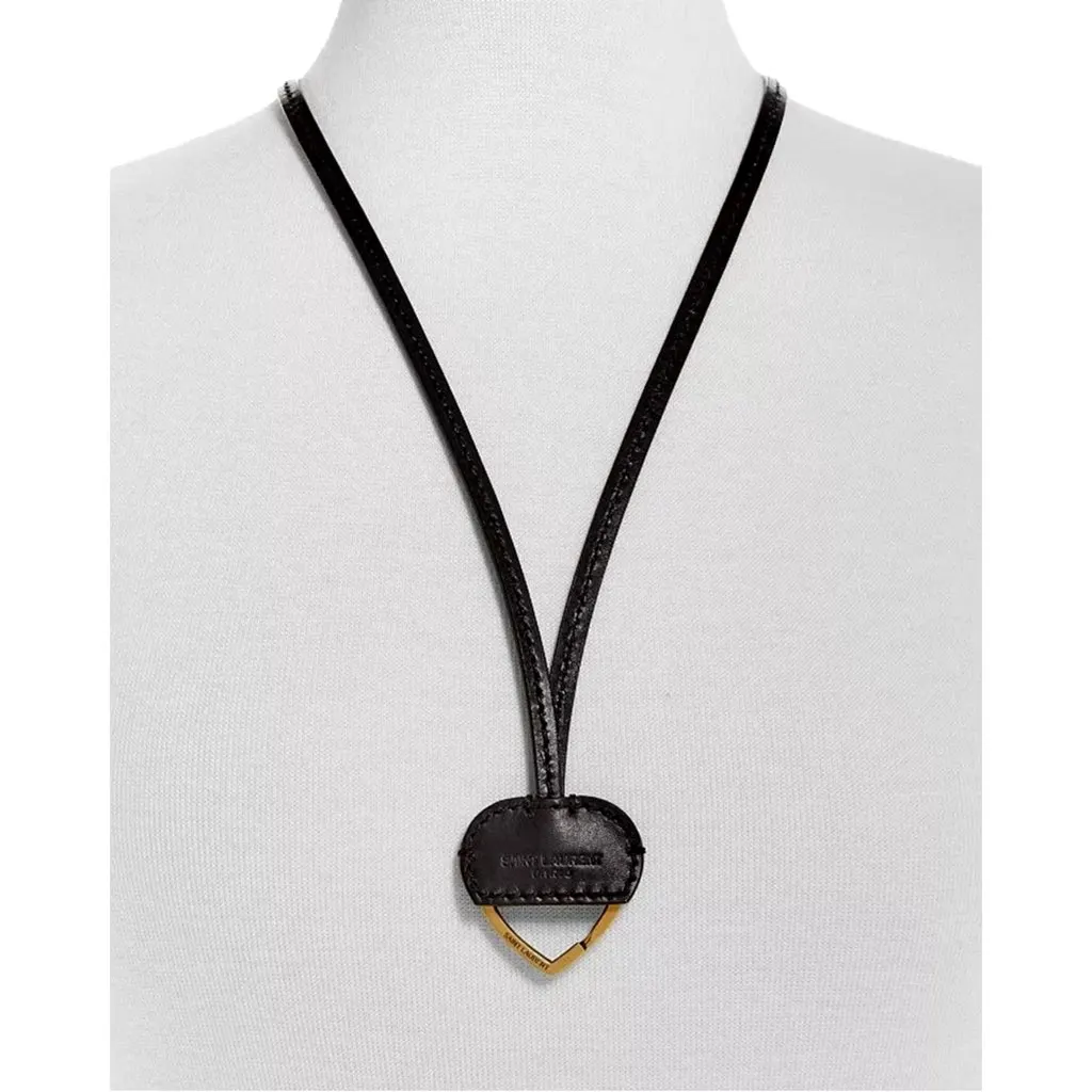Saint Laurent Black Patent Leather Heart Keyring Necklace Black Never worn, with tag - Box View