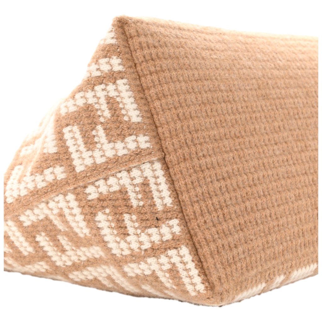 Fendi Fendi FF Cammello Beige Knitted Cashmere Large Shopper Tote Bag - Side view