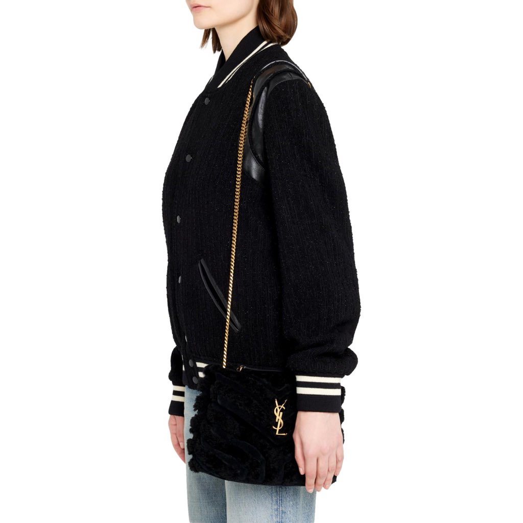 Saint Laurent Saint Laurent Loulou Black Shearling Medium Shoulder Bag - Side view