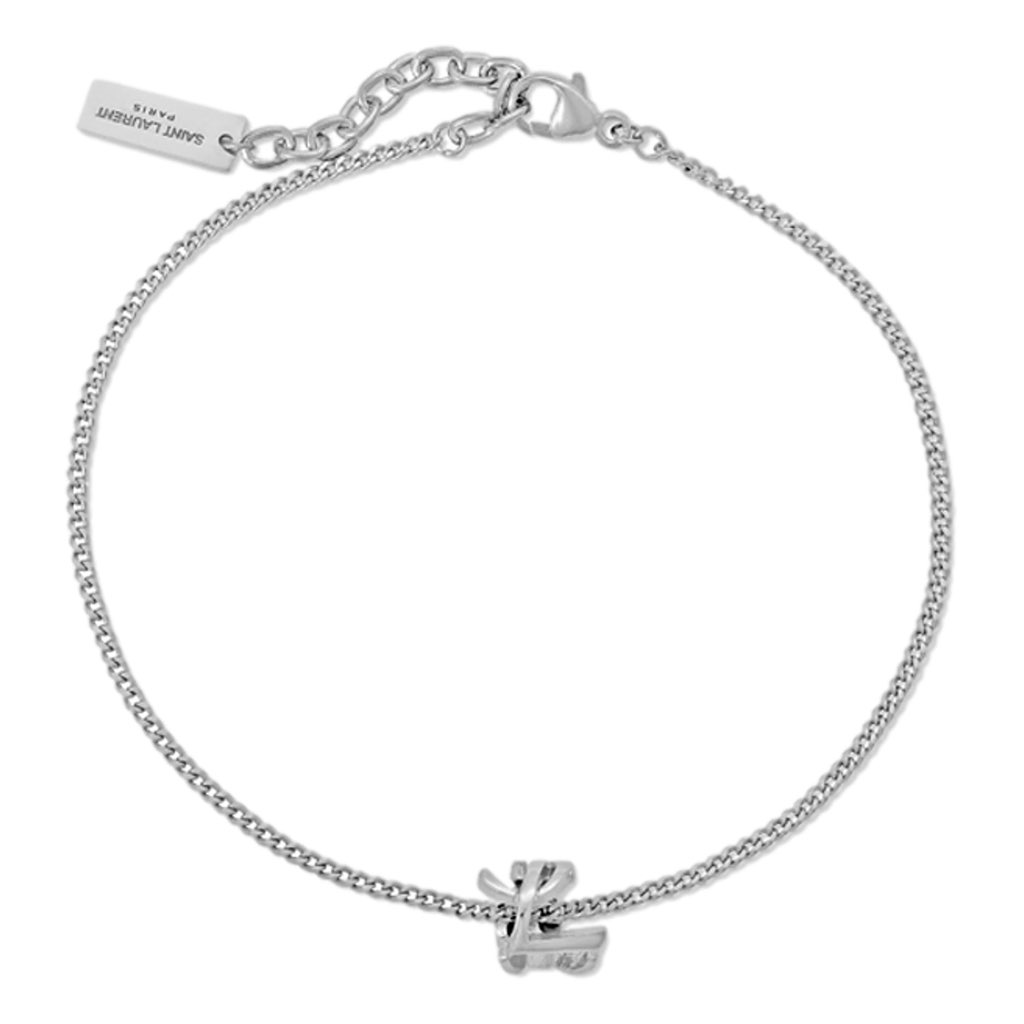 Saint Laurent Saint Laurent Monogram Twist Silver Metal Chain Bracelet