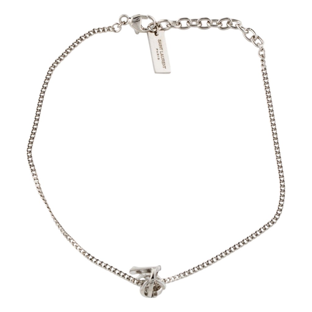 Saint Laurent Saint Laurent Monogram Twist Silver Metal Chain Bracelet - Side view