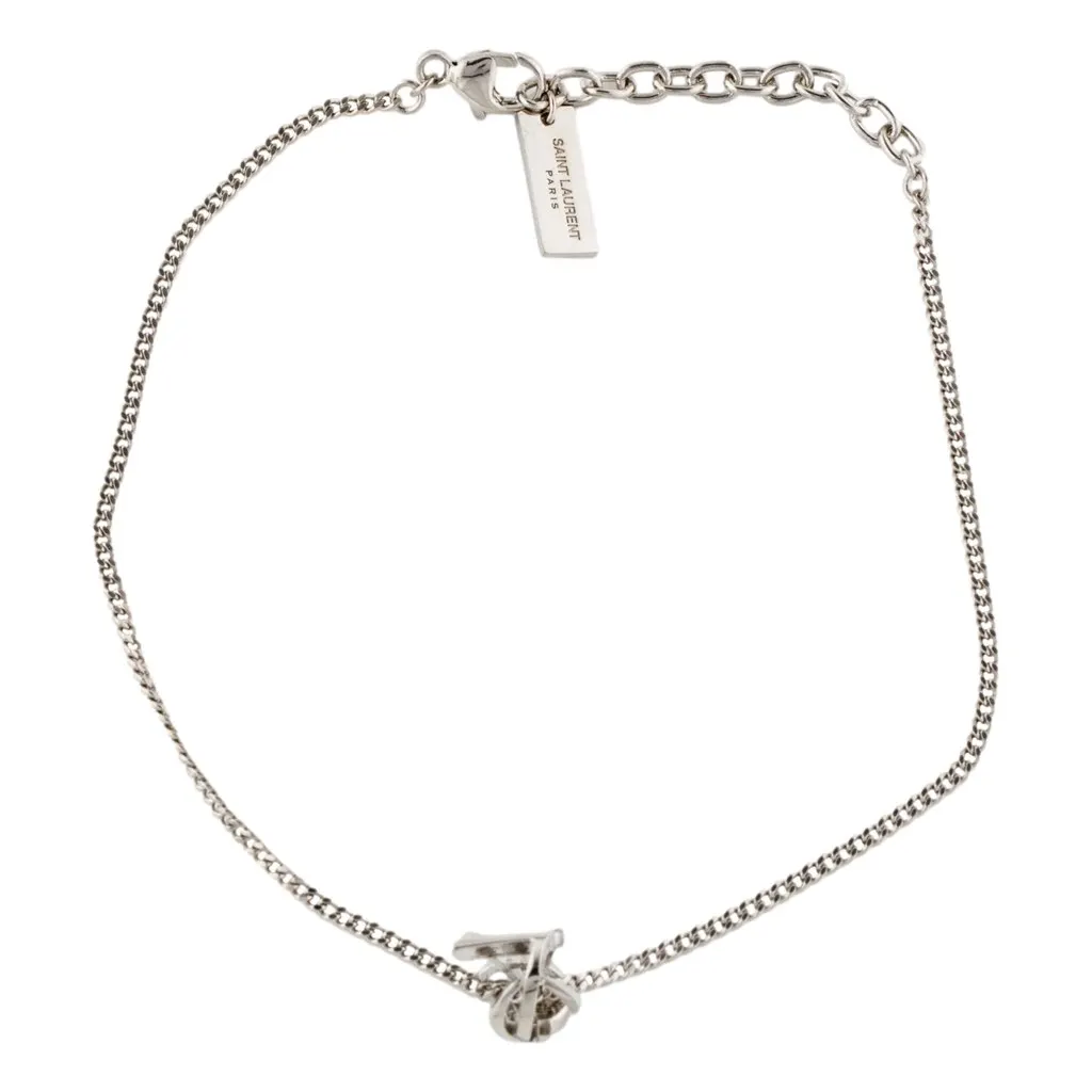 Saint Laurent Monogram Twist Silver Metal Chain Bracelet Silver Never worn, with tag - Box View