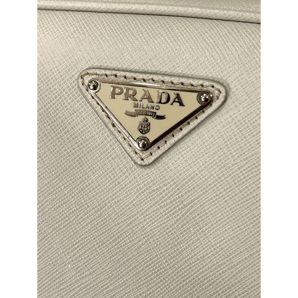 Prada Prada Saffiano Ivory Leather Satchel Weekender Travel Tote Bag Crossbody - Image 13