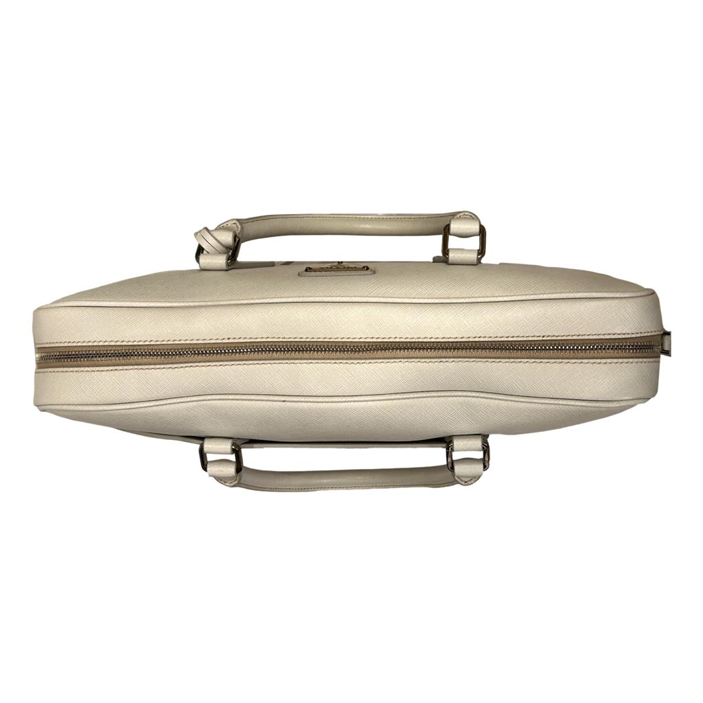 Prada Prada Saffiano Ivory Leather Satchel Weekender Travel Tote Bag Crossbody - 4