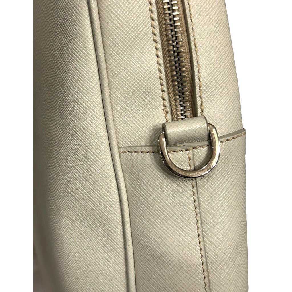 Prada Prada Saffiano Ivory Leather Satchel Weekender Travel Tote Bag Crossbody - Image 11