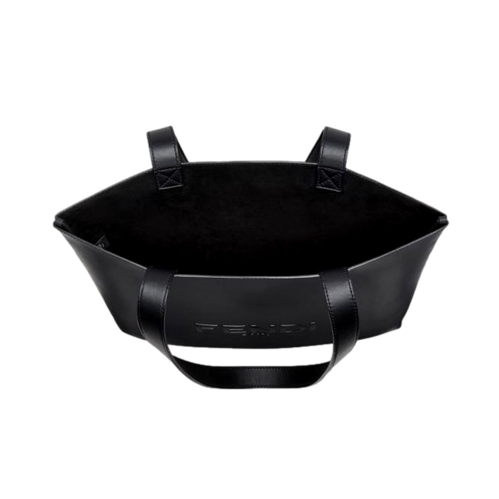 Fendi Fendi Roma Embossed Logo Black Calf Leather Large Shopping Tote Bag - Back view