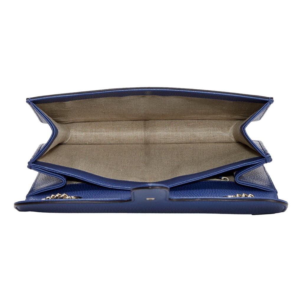 Gucci Gucci Dollar Interlocking GG Blue Leather Medium Chain Shoulder Bag - Side view