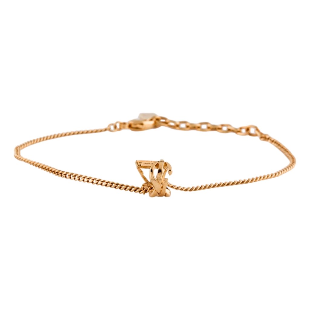 Saint Laurent Saint Laurent Monogram Twist Gold Metal Chain Bracelet - 4