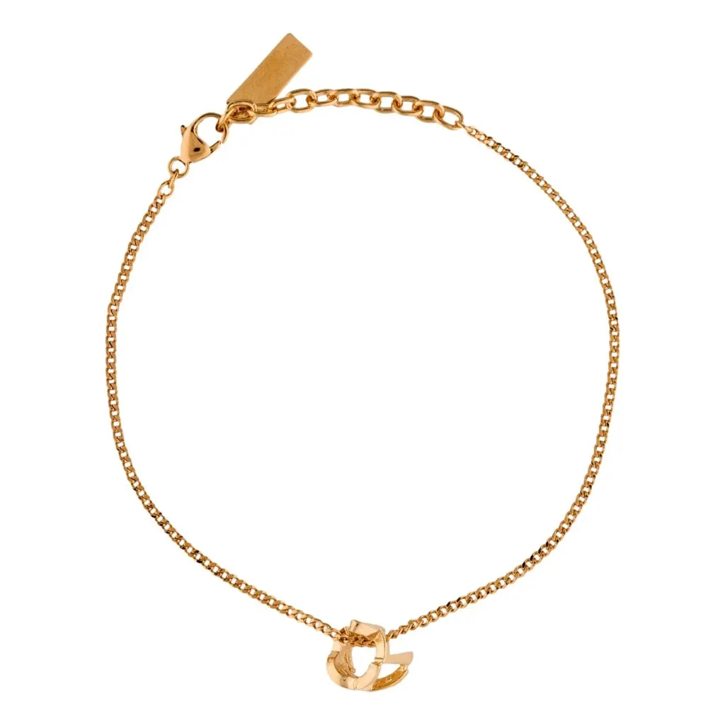 Saint Laurent Monogram Twist Gold Metal Chain Bracelet Gold Never worn, with tag - Box View