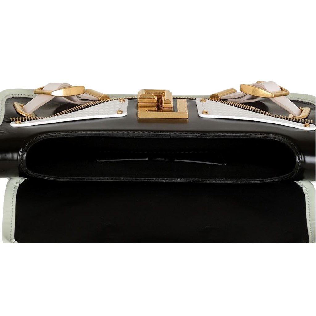 Balmain Balmain Blaze Mint Green Leather Baguette Top Handle Crossbody Bag - Image 6