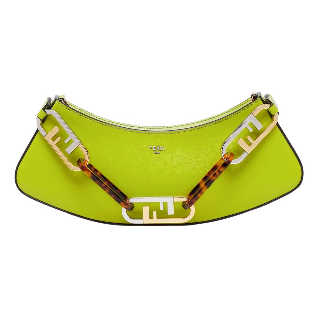 Fendi Fendi O'Lock Swing Wasabi Green Calf Leather Small Hobo Shoulder Bag